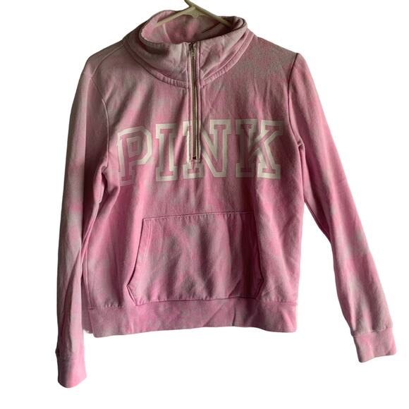 PINK womens medium 1/4 zip sweatshirt tye dye - Picture 1 of 7